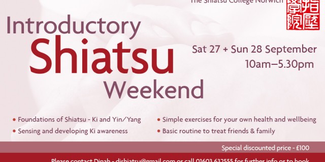 Shiatsu Introductory Weekend September 2014