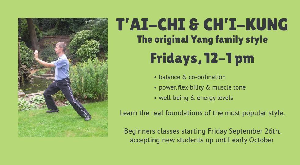 Tai Chi Classes Starting September 26th